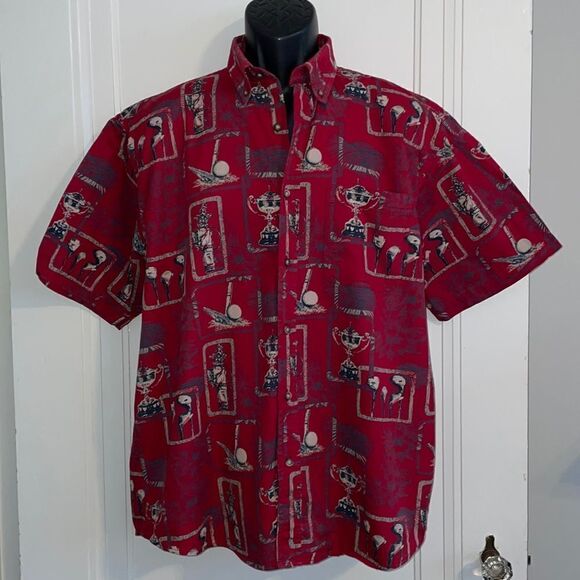 ClearWater Outfitters Resort Collection red golf themed short sleeved shirt - Picture 1 of 8